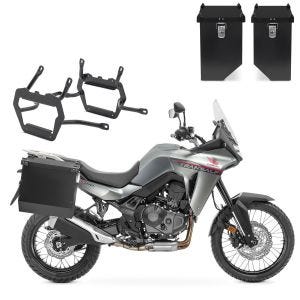 Valises laterales aluminium + supports pour Honda Transalp XL 750 23-24 Bagtecs AT34-40 noir