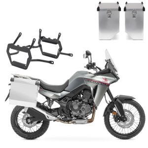 Valises laterales aluminium + supports pour Honda Transalp XL 750 23-24 Bagtecs AT34-40 argent