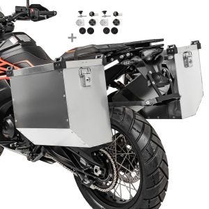 Valises latérales aluminium Set compatible avec Honda Transalp XL 600/ 650/ 750/ V Bagtecs Atlas 36 L + kit supports