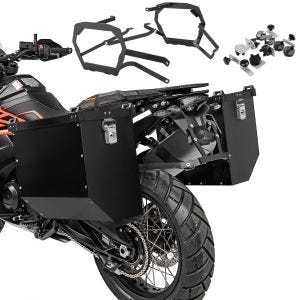 Valises latérales aluminium 2x40L compatible avec BMW F 850 GS / F 750 GS 18-23 + support noir Bagtecs Atlas