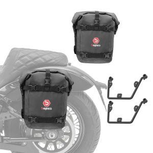 2x Satteltaschen K4 + 2x Satteltaschenhalter für Harley Davidson Dyna Super Glide Custom 05-15 links und rechts_1