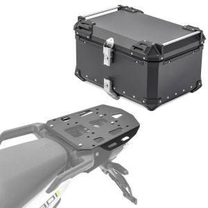 Set Alu Topcase + Träger passend für Husqvarna Norden 901 21-24 XB65 schwarz Bagtecs