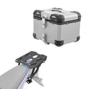 Set Alu Topcase + Gepäckbrücke passend für Honda Africa Twin CRF 1100 L 20-21 Bagtecs XS45 silber