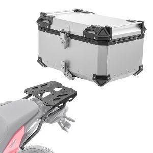 Set Alu Topcase + Gepäckbrücke passend für Yamaha MT-07 Tracer 700 16-20 Bagtecs XB65 silber