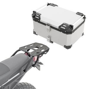 Set Alu Topcase + Gepäckbrücke passend für Yamaha Tracer 9 / GT 21-24 Bagtecs XB65 silber