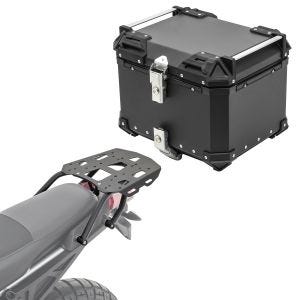 Set Alu Topcase + Gepäckbrücke passend für Aprilia Tuareg 22-24 Bagtecs XB45 schwarz