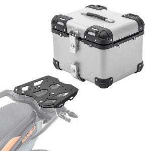 Set Alu Topcase + Gepäckbrücke passend für KTM 890 SMT 23-24 Bagtecs XS45 silber