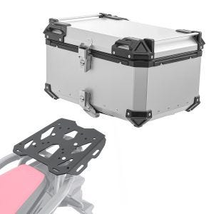 Set Alu Topcase + Gepäckbrücke passend für Honda Africa Twin 1100 Adventure Sports 20-24 Bagtecs XB65 silber