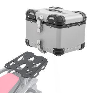 Set Alu Topcase + Gepäckbrücke passend für Honda Africa Twin 1100 Adventure Sports 20-24 Bagtecs XS45 silber
