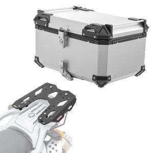Set Alu Topcase + Gepäckbrücke passend für BMW F 650 GS / Dakar 04-07 Bagtecs XB65 silber
