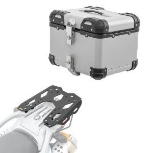 Set Alu Topcase + Gepäckbrücke passend für BMW G 650 GS / Sertao 11-16 Bagtecs XS45 silber