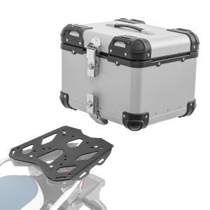 Set Alu Topcase + Gepäckbrücke passend für BMW F 800 GS 2024 Bagtecs XS45 silber