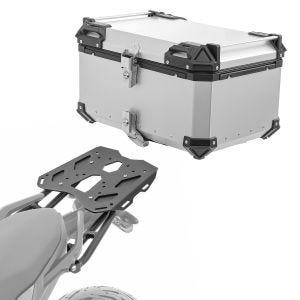 Set Alu Topcase + Gepäckbrücke passend für BMW F 900 XR 20-24 Bagtecs XB65 silber