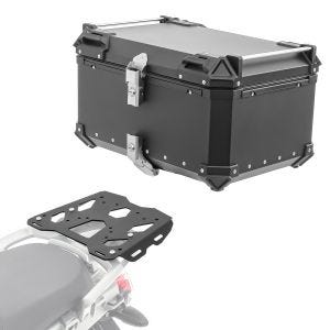 Set Alu Topcase + Gepäckbrücke passend für BMW R 1200 GS 04-12 Bagtecs XB65 schwarz