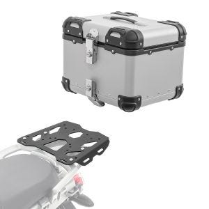 Set Alu Topcase + Gepäckbrücke passend für BMW R 1200 GS 04-12 Bagtecs XS45 silber