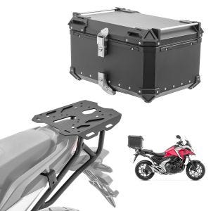 Set Alu Topcase + Gepäckbrücke passend für Honda NC 750 X 21-24 Bagtecs XB65 schwarz