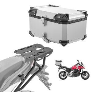 Set Alu Topcase + Gepäckbrücke passend für Honda NC 750 X 21-24 Bagtecs XB65 silber