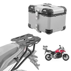 Set Alu Topcase + Gepäckbrücke passend für Honda NC 750 X 21-24 Bagtecs XS45 silber