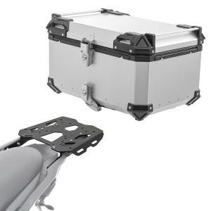 Set Alu Topcase + Gepäckbrücke passend für Kawasaki Versys 650 14-24 Bagtecs XB65 silber