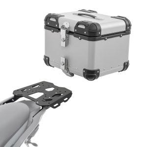 Set Alu Topcase + Gepäckbrücke passend für Kawasaki Versys 650 14-24 Bagtecs XS45 silber