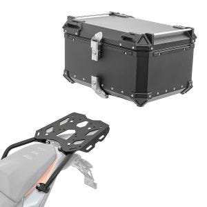 Set Alu Topcase + Gepäckbrücke passend für KTM 390 Adventure 20-24 Bagtecs XB65 schwarz