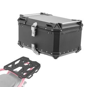 Set Alu Topcase + Gepäckbrücke passend für Moto Guzzi V85 19-23 Bagtecs XB65 schwarz