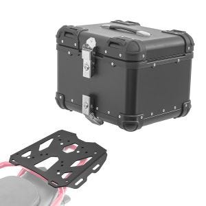Set Alu Topcase + Gepäckbrücke passend für Moto Guzzi V85 19-23 Bagtecs XS45 schwarz