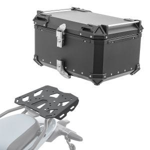 Set Alu Topcase + Gepäckbrücke passend für Royal Enfield Himalayan 450 2024 Bagtecs XB65 schwarz