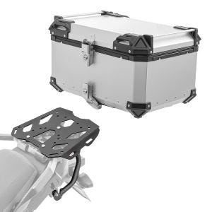 Set Alu Topcase + Gepäckbrücke passend für Suzuki V-Strom 1000 / XT 14-19 Bagtecs XB65 silber