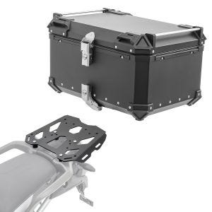 Set Alu Topcase + Gepäckbrücke passend für Triumph Tiger 1200 Rally Pro 22-24 Bagtecs XB65 schwarz