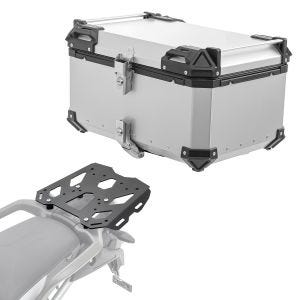Set Alu Topcase + Gepäckbrücke passend für Triumph Tiger 900 GT / Pro 20-24 Bagtecs XB65 silber