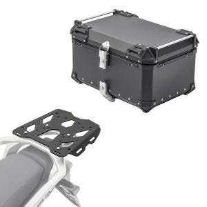 Set Aluminium Top Case + support adapté à Honda Transalp XL 750 23-24 Porte-bagages Bagtecs XB65 noir