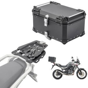 Set Aluminium Top Case + support adapté à Honda Transalp XL 750 23-24 Porte-bagages Bagtecs XB65 noir DPL2