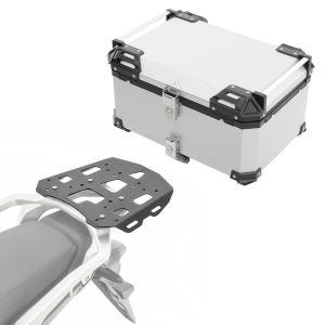 Set Alu Topcase + Gepäckbrücke passend für Ducati Multistrada V4 21-24 Bagtecs XB65 silber