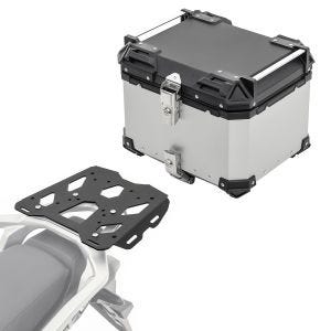 Set Aluminium Top Case + support adapté à Honda Transalp XL 750 23-24 Porte-bagages Bagtecs XB45 argent