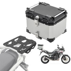 Set Aluminium Top Case + support adapté à Honda Transalp XL 750 23-24 Porte-bagages Bagtecs XB45 argent DPL2