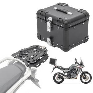 Set Aluminium Top Case + support adapté à Honda Transalp XL 750 23-24 Porte-bagages Bagtecs XS45 noir DPL2