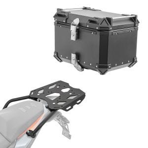 Set Alu Topcase + Gepäckbrücke passend für KTM 390 Adventure 20-24 Bagtecs XB55 schwarz