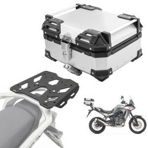 Set Alu Topcase + Gepäckbrücke passend für Honda Transalp XL 750 23-24 Bagtecs XB22 silber DPL2