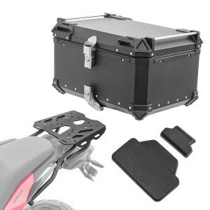 Set Alu Topcase + Gepäckbrücke passend für Yamaha Tracer 7 21-24 Bagtecs XB65 schwarz + Rückenpolster