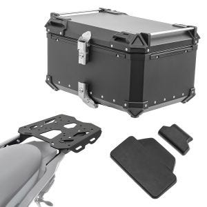 Set Aluminium Top Case + support adapté à Harley Davidson Pan America 1250 / Special 21-24 Porte-bagages Bagtecs XB65 noir + dosseret