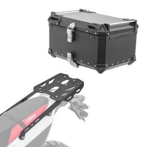 Set Aluminium Top Case + support adapté à Yamaha Tenere 700 World Raid / Rally 22-24 Porte-bagages Bagtecs XB65 noir