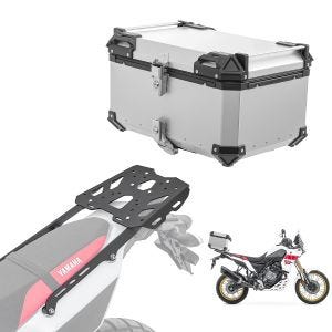 Set Aluminium Top Case + support adapté à Yamaha Tenere 700 19-24 Porte-bagages Bagtecs XB65 argent DPL2