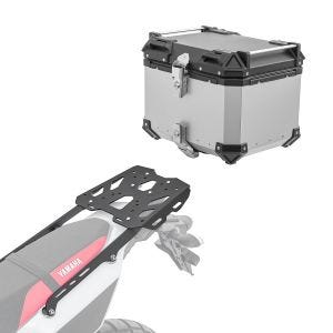 Set Aluminium Top Case + support adapté à Yamaha Tenere 700 World Raid / Rally 22-24 Porte-bagages Bagtecs XB45 argent