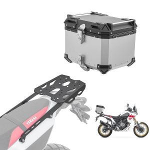 Set Aluminium Top Case + support adapté à Yamaha Tenere 700 19-24 Porte-bagages Bagtecs XB45 argent DPL2
