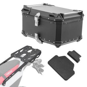 Set Aluminium Top Case + support adapté à Yamaha Tenere 700 19-24 Porte-bagages Bagtecs XB65 noir + dosseret