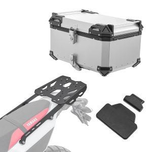 Set Aluminium Top Case + support adapté à Yamaha Tenere 700 19-24 Porte-bagages Bagtecs XB65 argent + dosseret