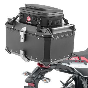 Set Aluminium Top Case + support adapté à Yamaha Tenere 700 19-24 Porte-bagages Bagtecs XB65 noir + Sacoche de couvercle