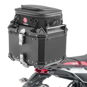 Set Aluminium Top Case + support adapté à Yamaha Tenere 700 19-24 Porte-bagages Bagtecs XB45 noir + Sacoche de couvercle