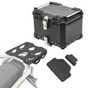 Set Aluminium Top Case + support adapté à Honda Transalp XL 750 23-24 Porte-bagages Bagtecs XB45 noir + dosseret